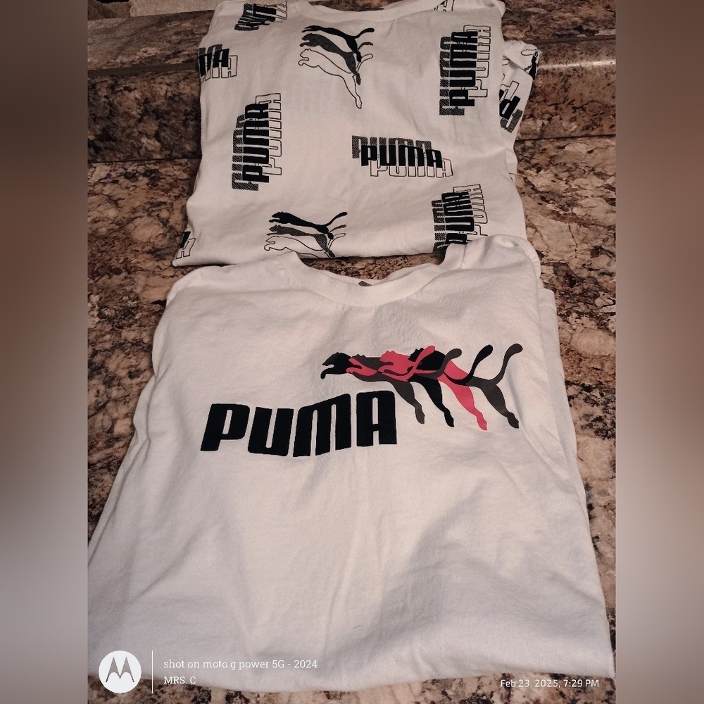 PUMA Kids White Graphic T-Shirts - 2 Pack Boys Large